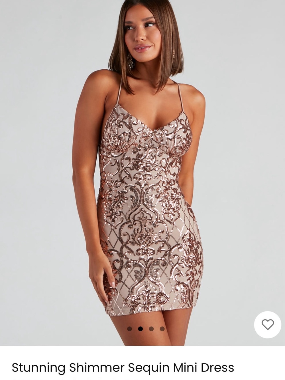 Stunning Shimmer Sequin Mini Dress - Rose Gold. Worn once for Homecoming dance